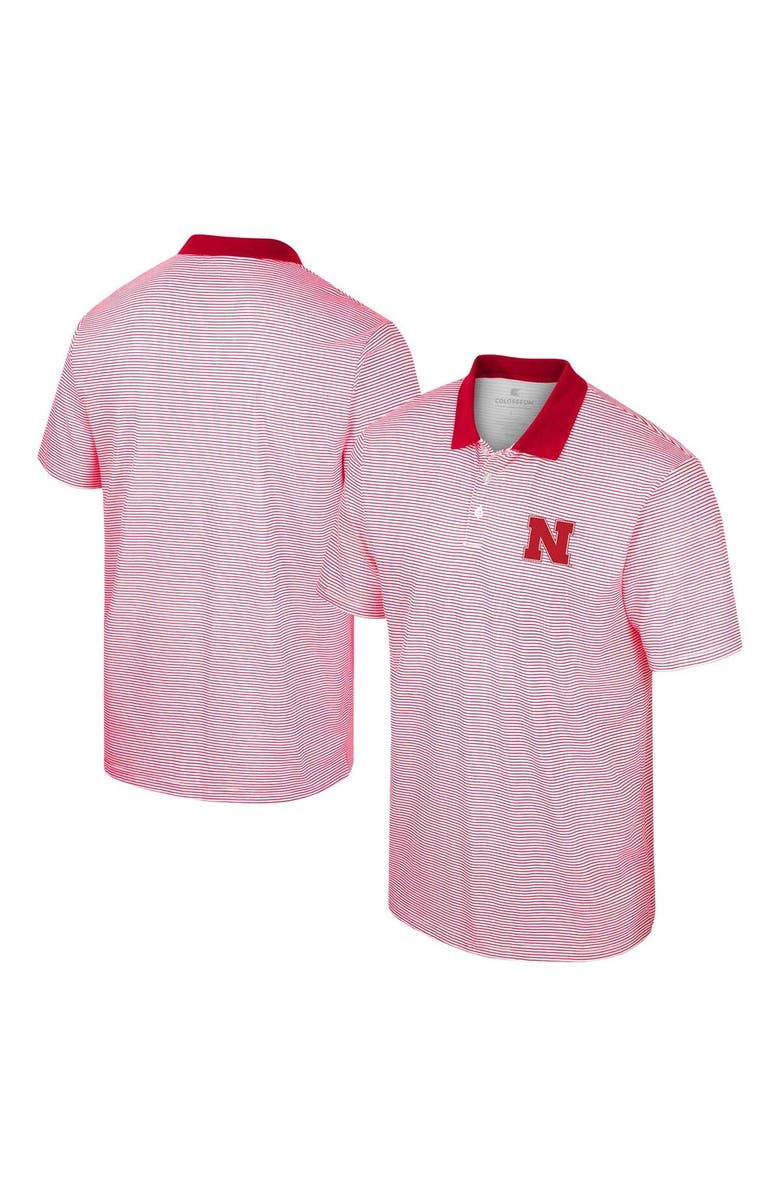 COLOSSEUM Men's Colosseum White/Scarlet Nebraska Huskers Print Stripe Polo, Main, color, White