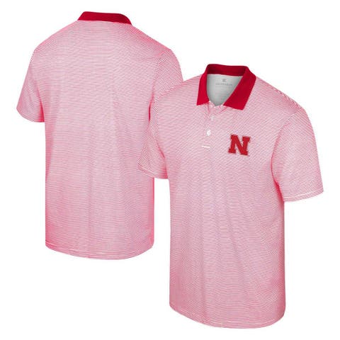 Men's Colosseum White/Scarlet Nebraska Huskers Print Stripe Polo