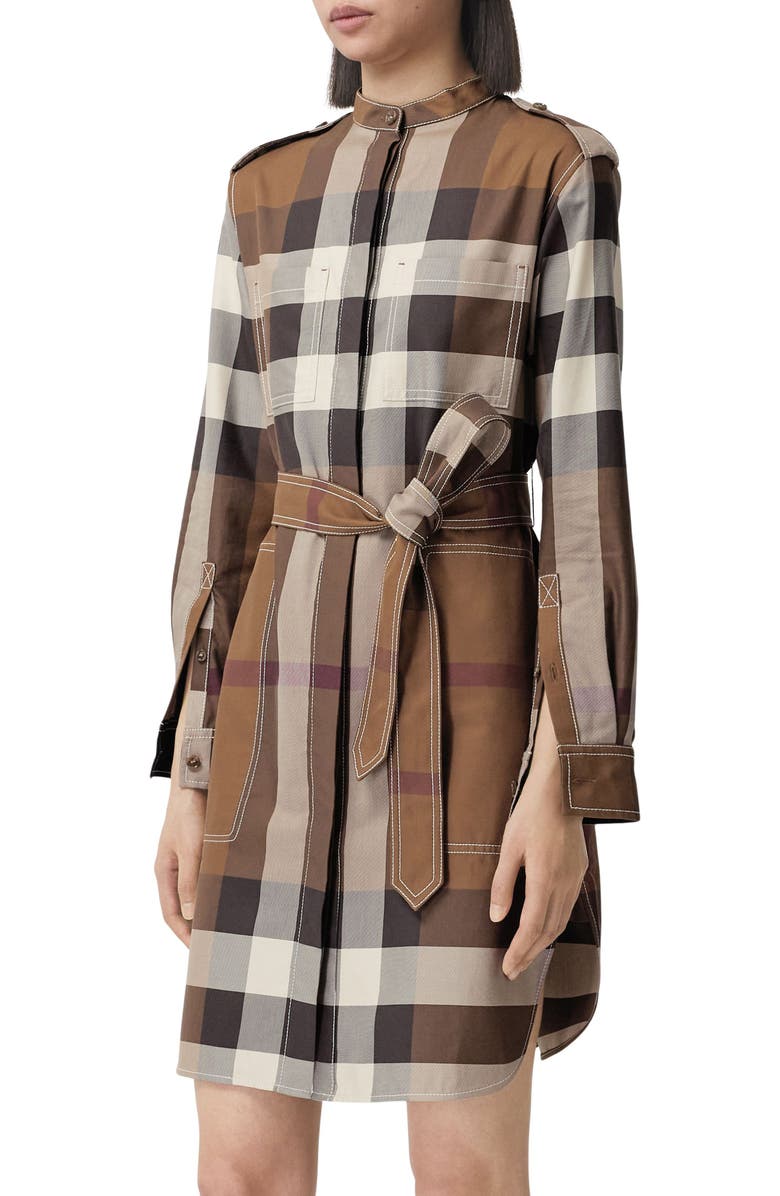 Burberry Aurelia Check Cotton Shirtdress, Alternate, color, 