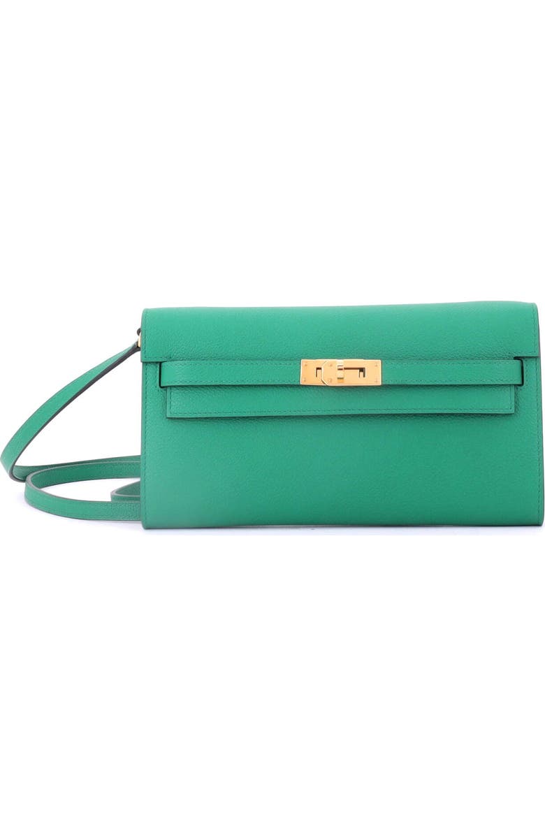 Pre-Owned Hermes Kelly To Go Wallet Evercolor, Main, color, Vert Jade