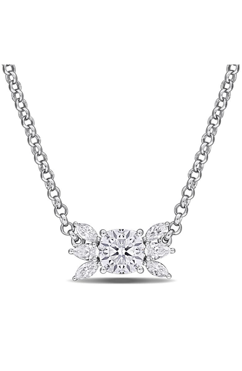 Julianna B. Moissanite Cluster Necklace Two-Tone Sterling Silver, Main, color, Sterling Silver