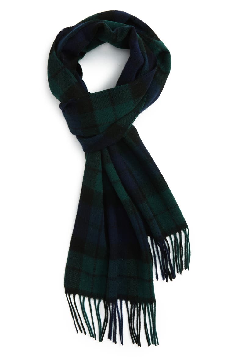 New Check Lambswool & Cashmere Scarf, Main, color, BLACK WATCH