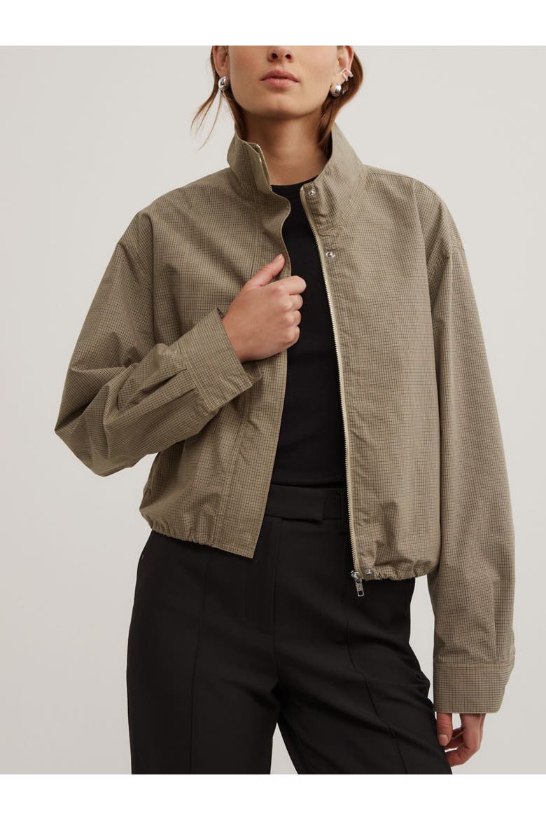 Funnel Zip Through Checked Jacket, Alternate, color, Neutral Check