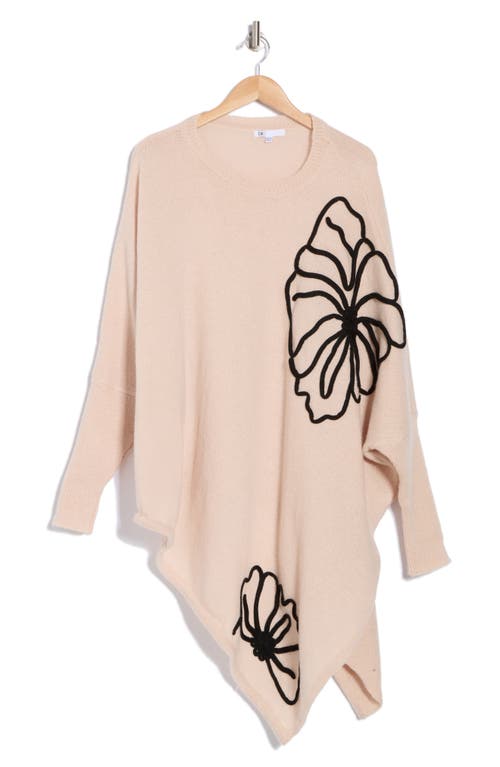 Dr2 By Daniel Rainn Abstract Floral Asymmetric Hem Sweater In Neutral