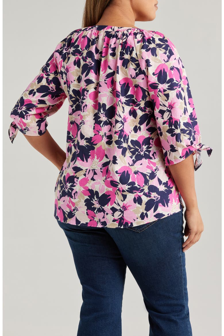 Floral Print Linen Blend Top, Alternate, color, JONES WHITE MULTI