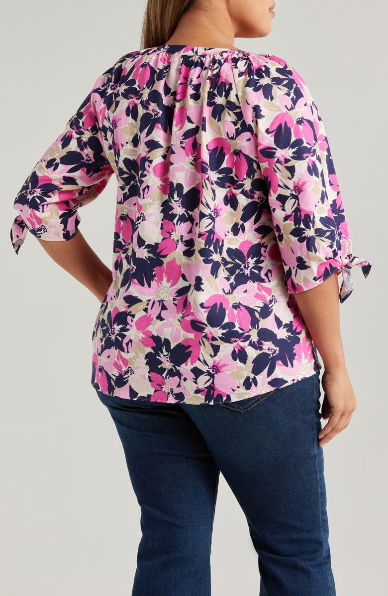 Jones New York Floral Print Linen Blend Top, Alternate, color,