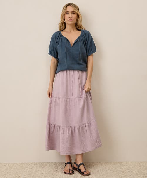 Pact Organic Cotton Coastal Double Gauze Boho Popover In Blue