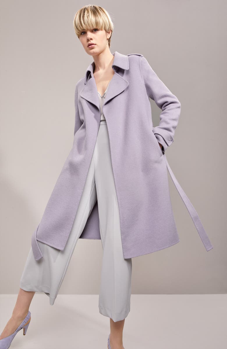 Badgley Mischka Collection Badgley Mischka Double Face Wool Blend Wrap Front Coat, Alternate, color, 