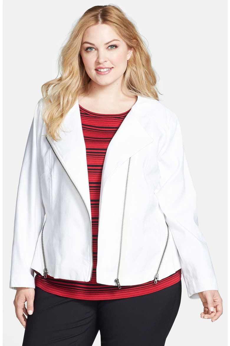 Stretch Cotton Zip Jacket, Main, color, WHITE