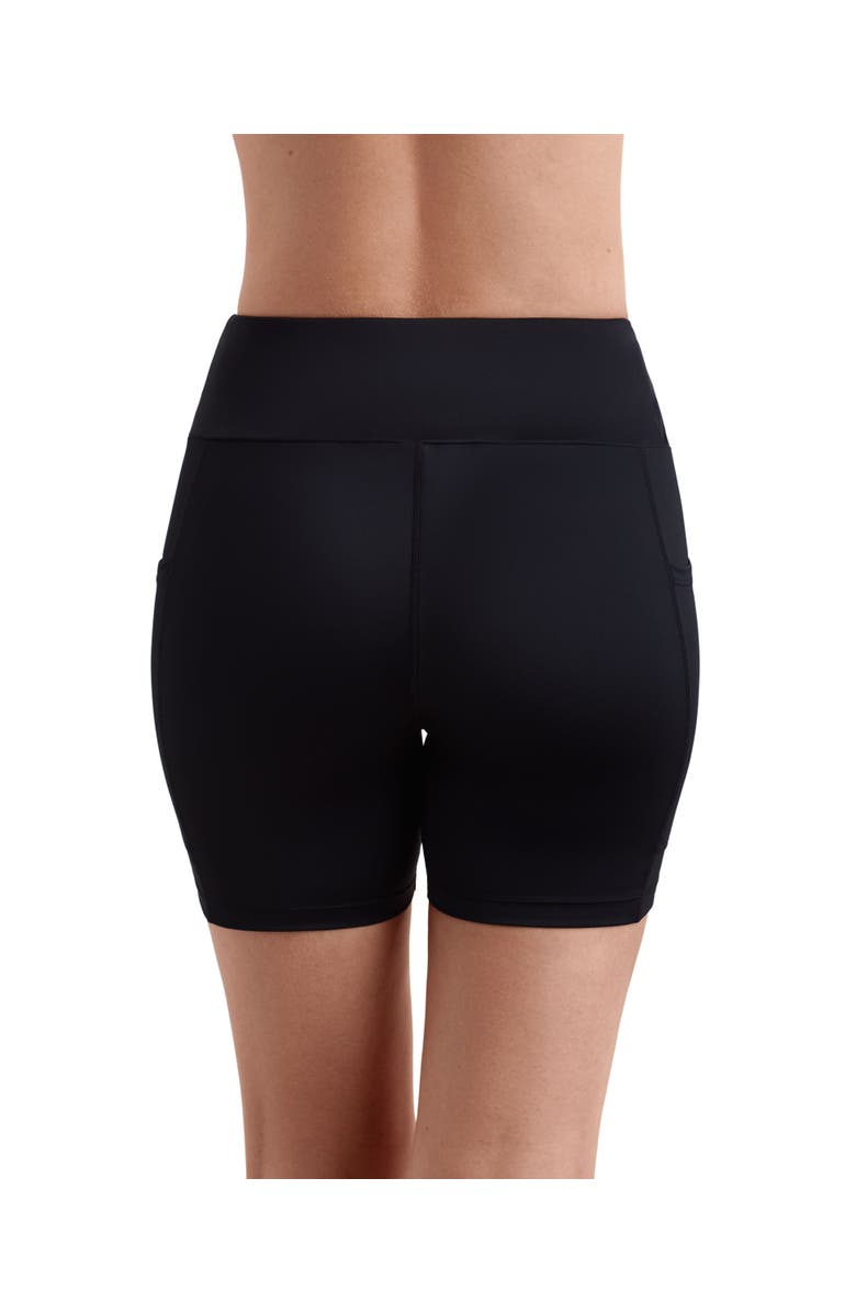 ShapeSolver Yoga Waist Midi Swim Short, Alternate, color, Black