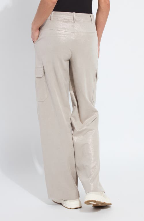 Lyssé Callie Patent Foil Vegan Suede Cargo Pant In Gray