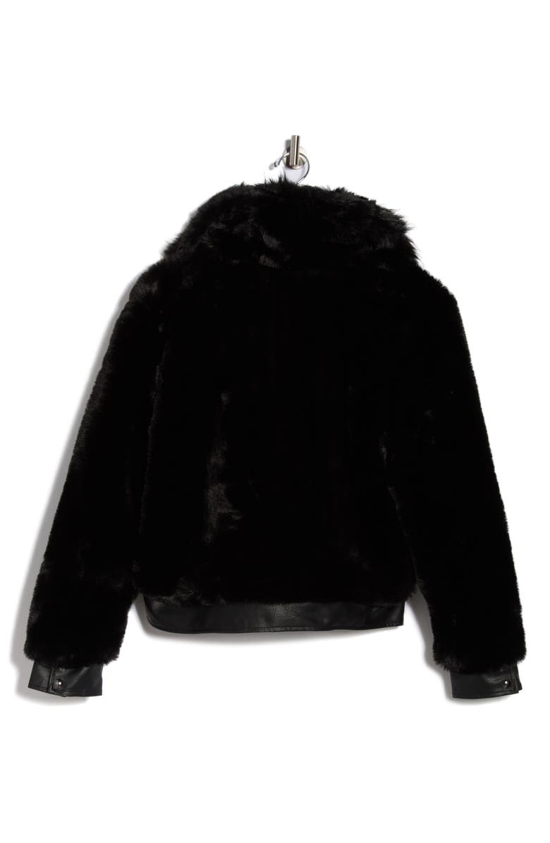 BLANKNYC Faux Fur & Faux Leather Crop Jacket, Alternate, color, Black Noise