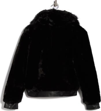 Faux Fur & Faux Leather Crop Jacket