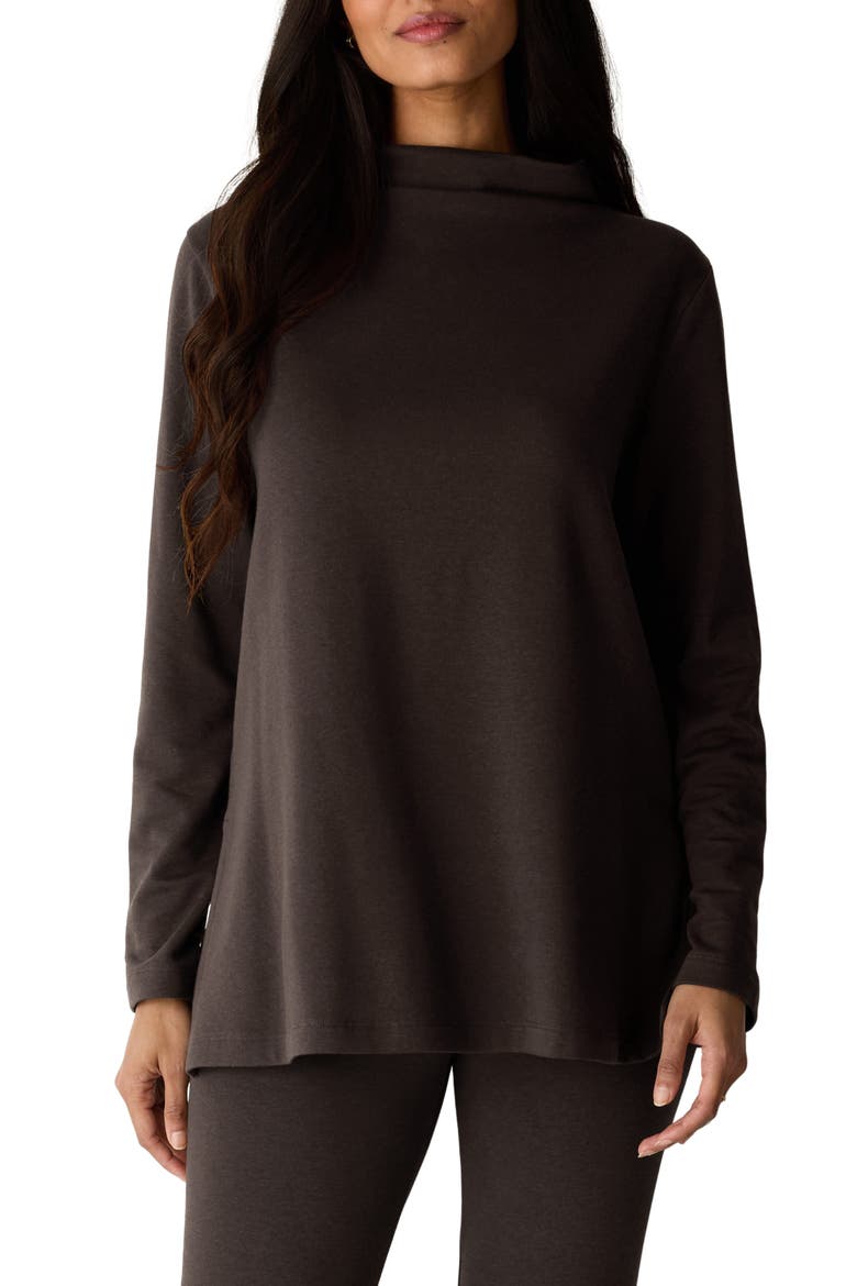 Funnel Neck Tunic Top, Main, color, COFFEE