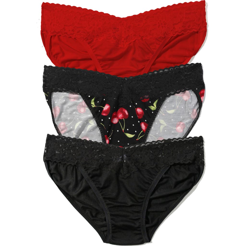 Hanky Panky Dreamease Assorted 3-pack V-cut Bikini Briefs In Multi