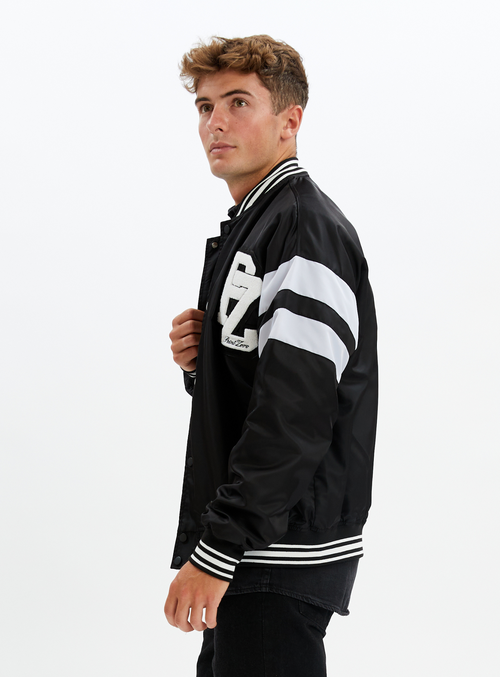 Point Zero Unisex Limited Edition Varsity Jacket In Black