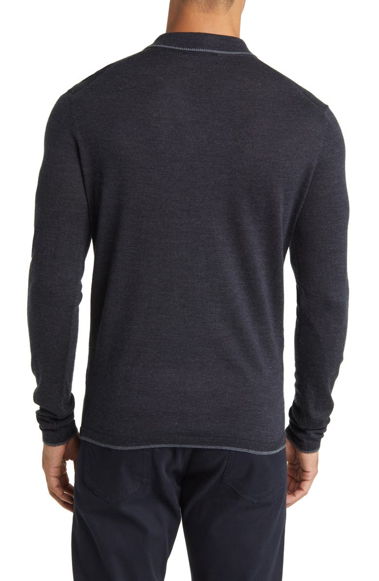 Robert Barakett Hollow Wood Johnny Collar Wool Polo Sweater, Alternate, color,