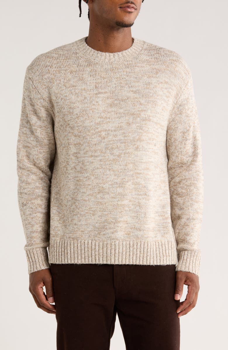 DENIM AND FLOWER Textured Crewneck Sweater, Main, color, Cream