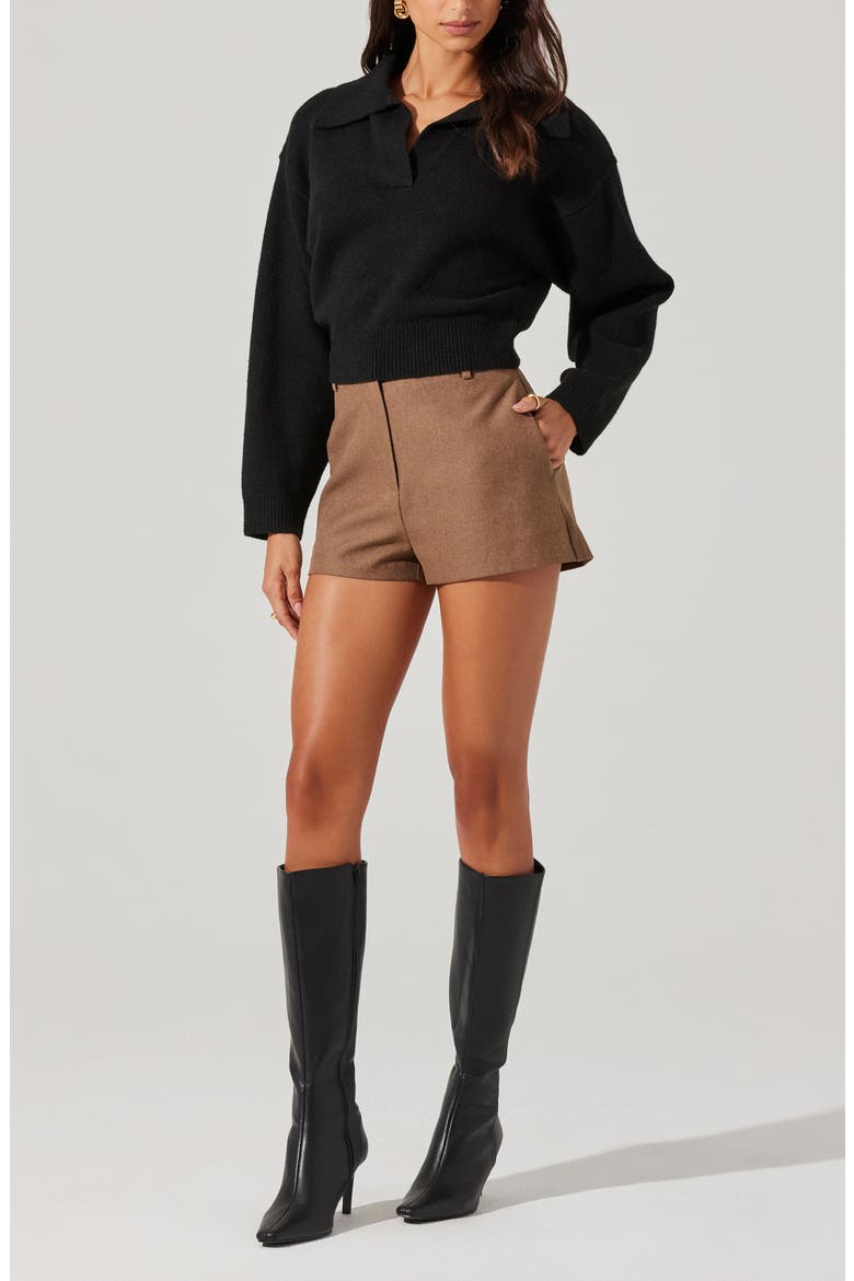 Crop Polo Sweater, Alternate, color, BLACK