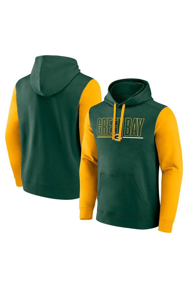FANATICS Men's Fanatics Green/Gold Green Bay Packers Outline Pullover Hoodie, Main, color, 