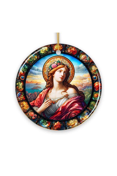 Renaissance Maiden Stained Glass Themed Ornament