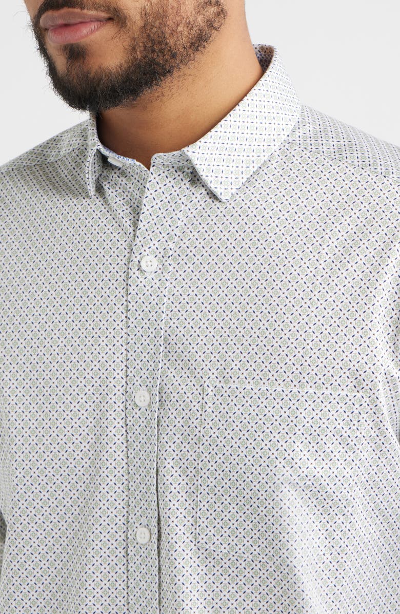 Johnston & Murphy Logan Print Button-Up Shirt, Alternate, color, Sage Tile