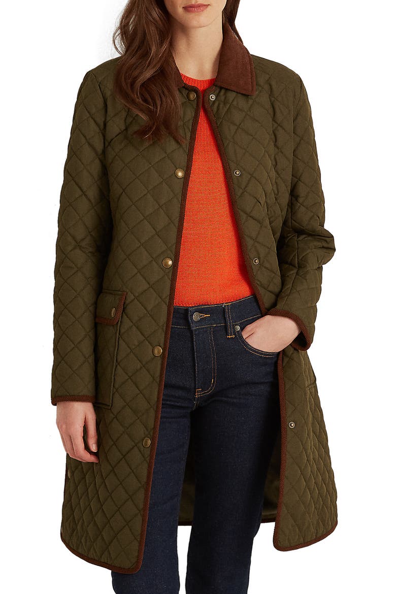 Quilted Snap Front Coat, Main, color, LITCHFIELD LODEN