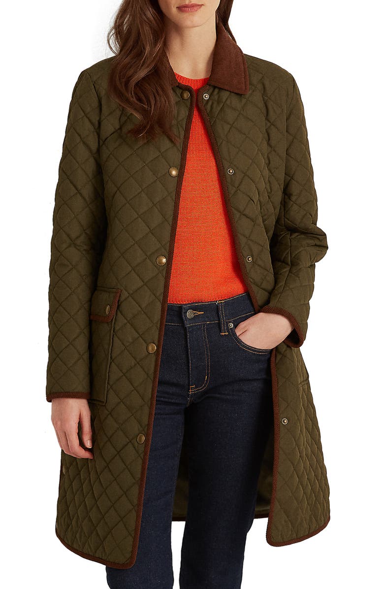 Lauren Ralph Lauren Quilted Snap Front Coat, Main, color,