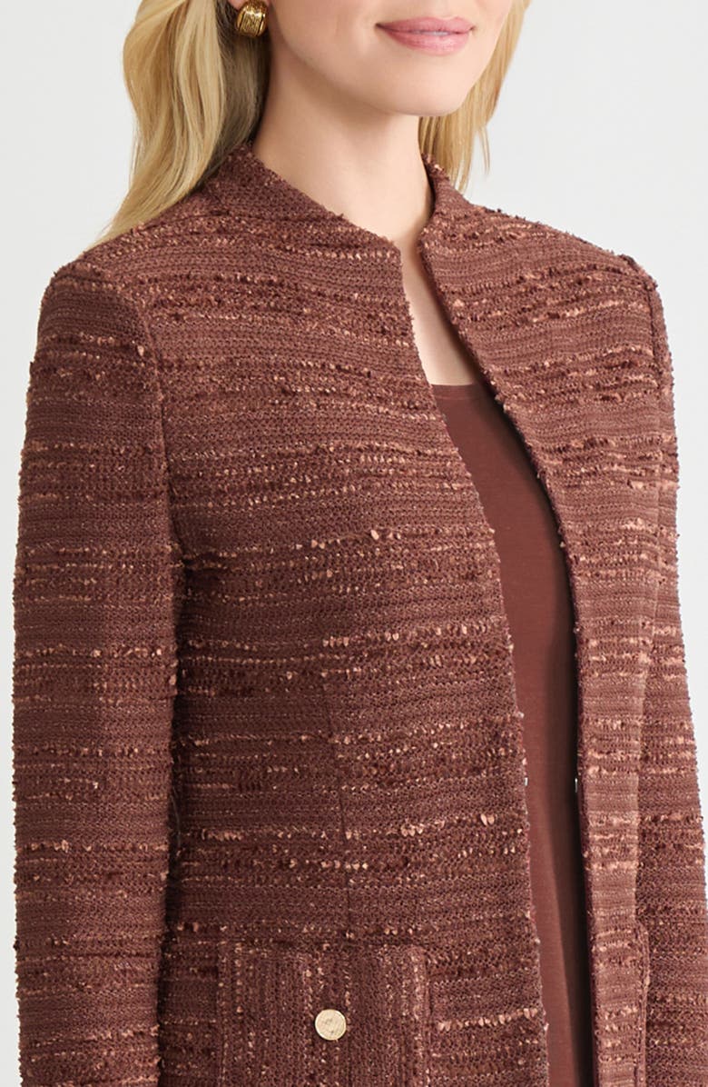Misook Tailored Tonal Ribbon Knit Jacket, Alternate, color, Truffle