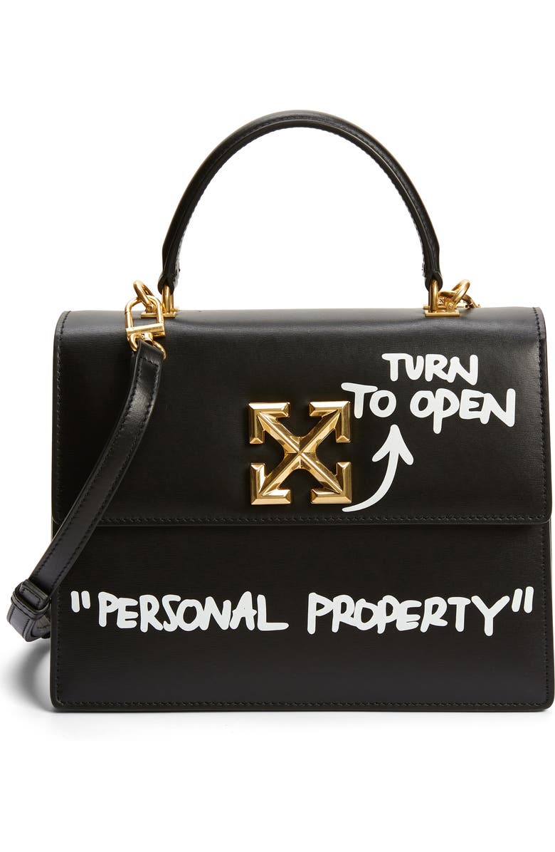 Off-White Jitney 2.8 Quote Leather Top Handle Bag, Main, color,