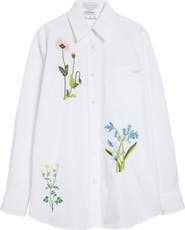 Stella McCartney Floral Embroidered Cotton Oxford Button-Up Shirt