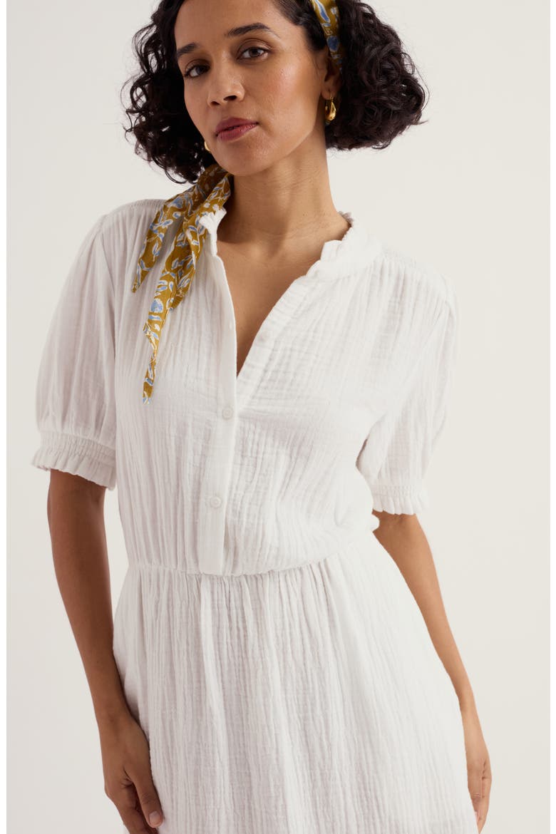 Shore Path Organic Cotton Gauze Midi Dress, Alternate, color, CHALK