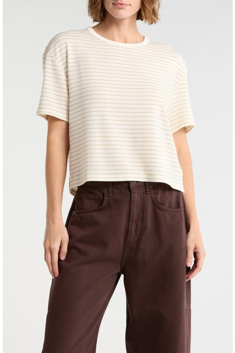 Lea Stripe Boxy Short Sleeve T-Shirt, Main, color, SANDSTORM