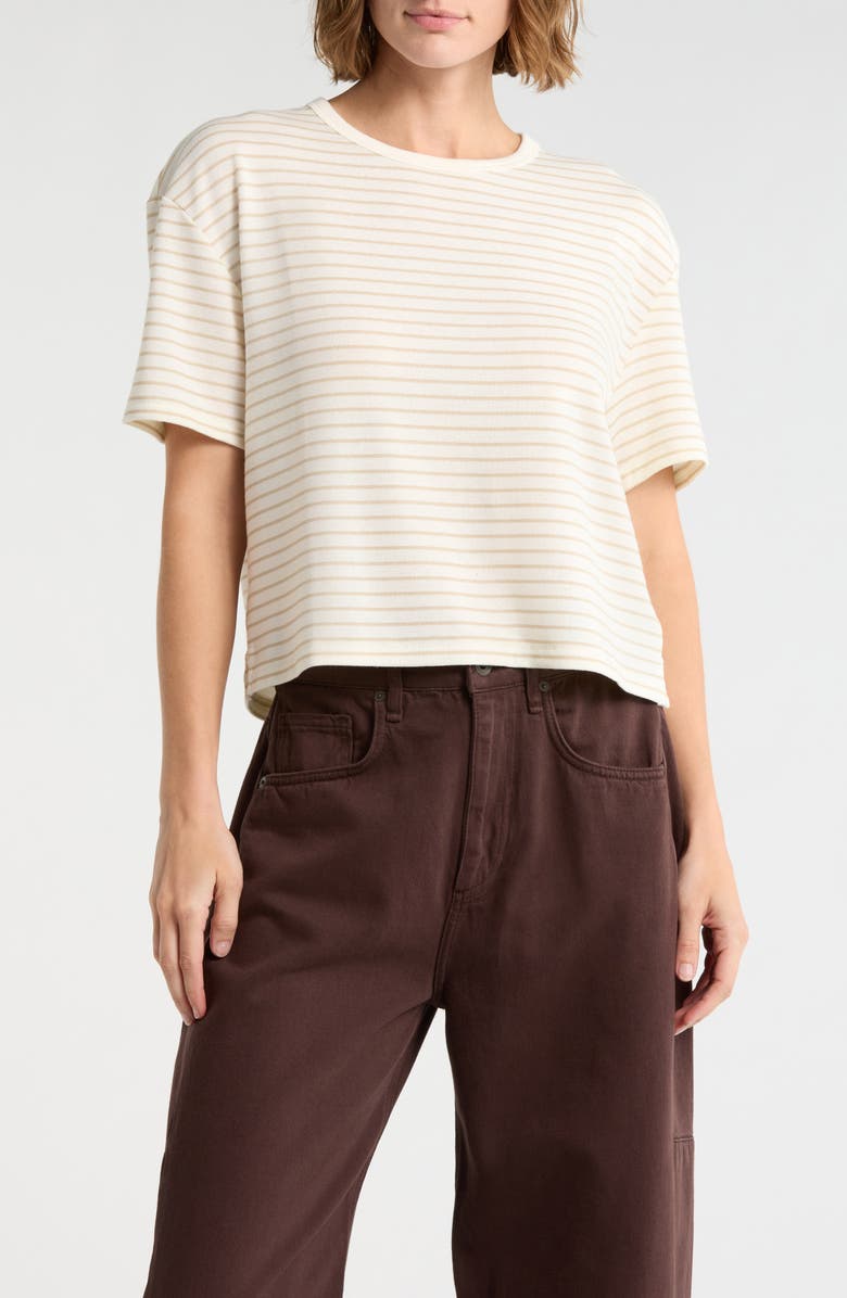 rag & bone Lea Stripe Boxy Short Sleeve T-Shirt, Main, color, Sandstorm