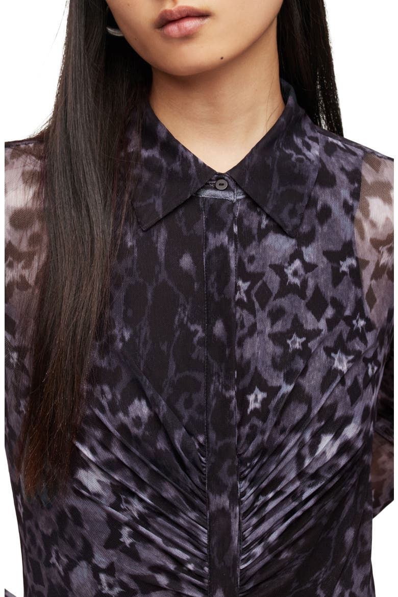 Kelda Celia Leopard Star Long Sleeve Mesh Shirtdress, Alternate, color, CHARCOAL GREY