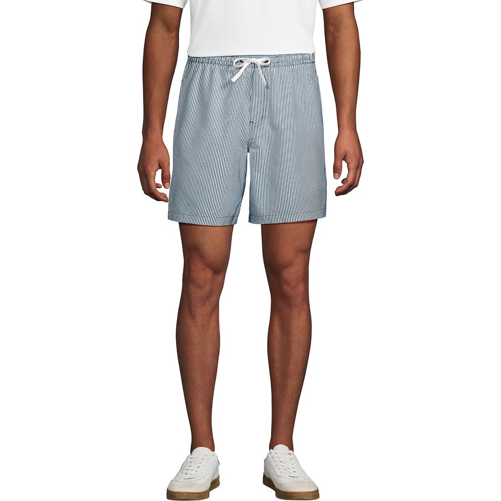 LANDS' END LANDS' END 7" SEERSUCKER BEACH TO BOARDWALK PULL ON SHORTS