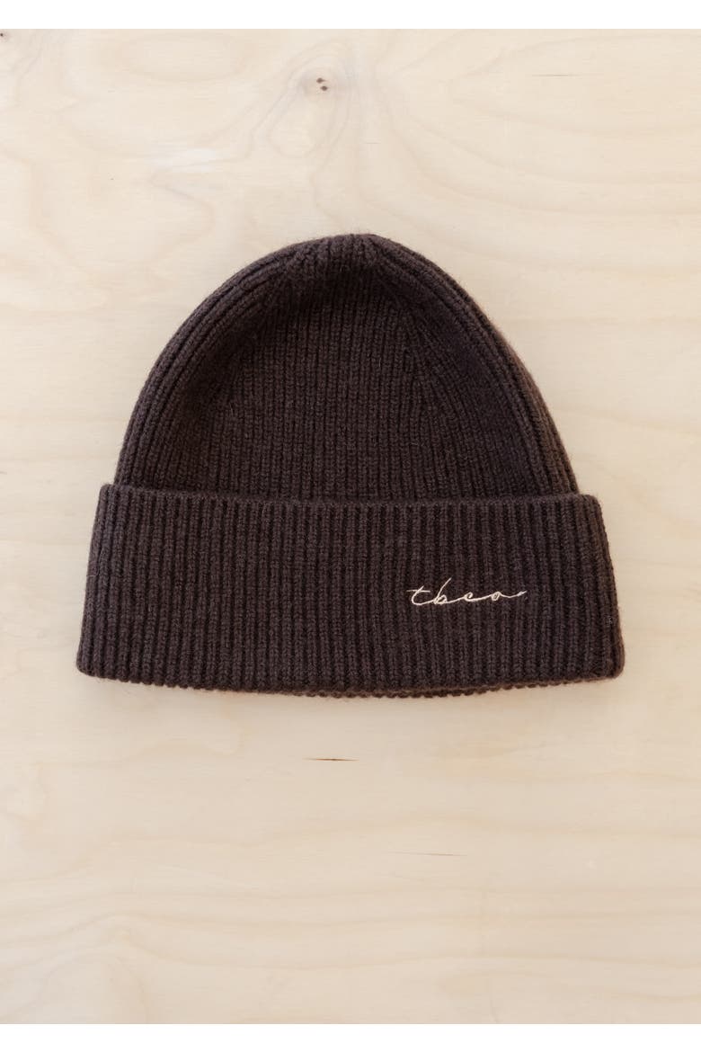 Cashmere & Merino Ribbed Beanie, Alternate, color, Chocolate