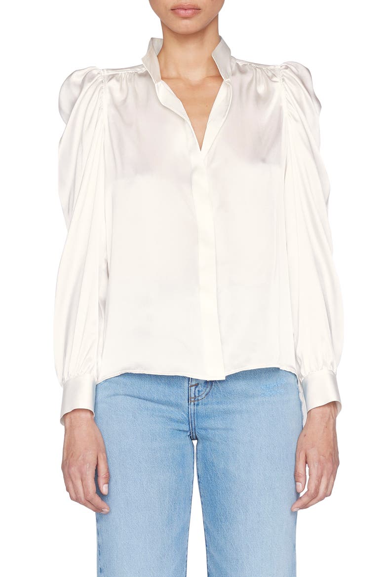 Gillian Silk Top, Main, color, OFF WHITE