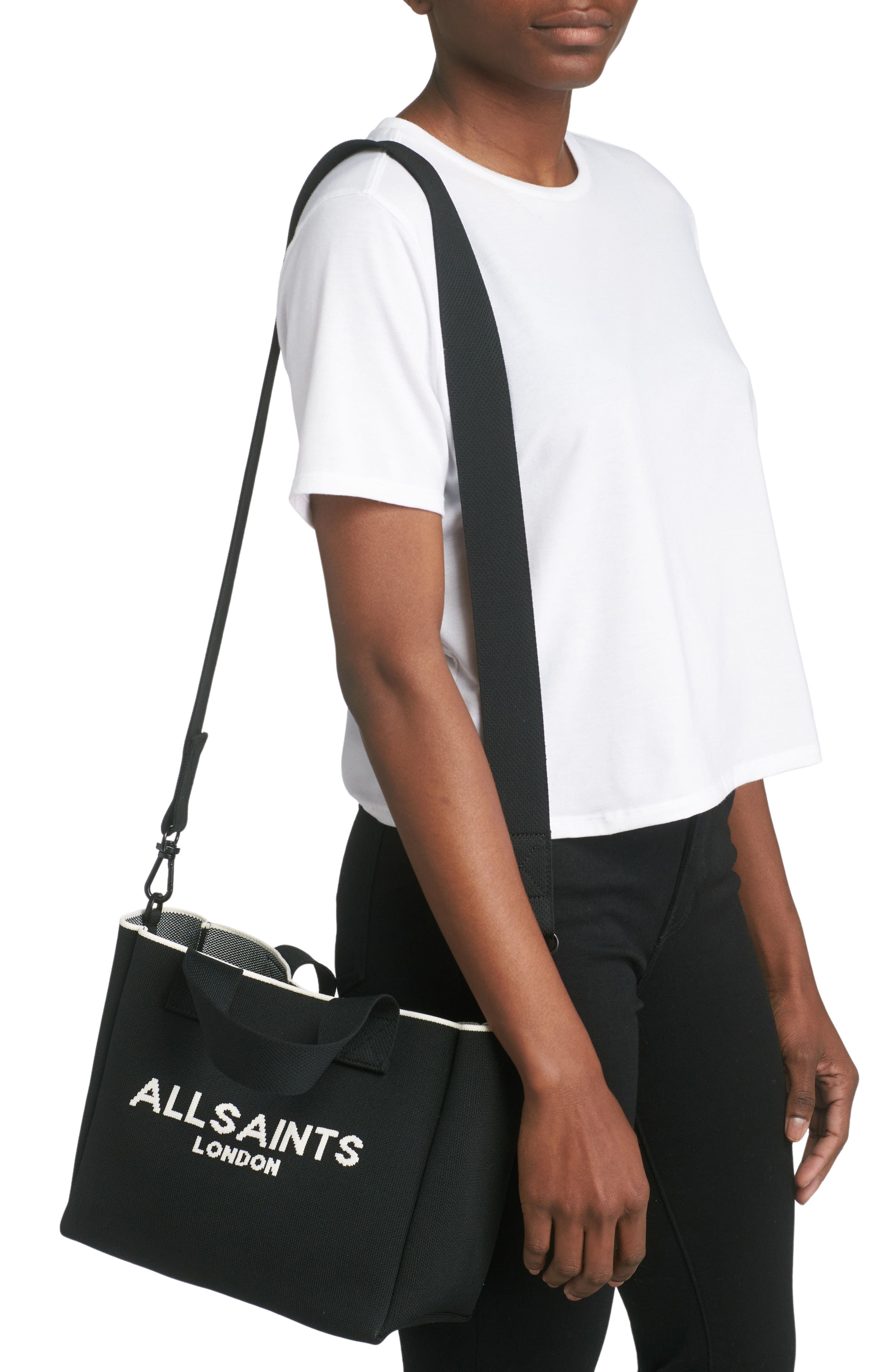 AllSaints Mini Izzy Recycled Polyester Tote, Alternate, color, Black