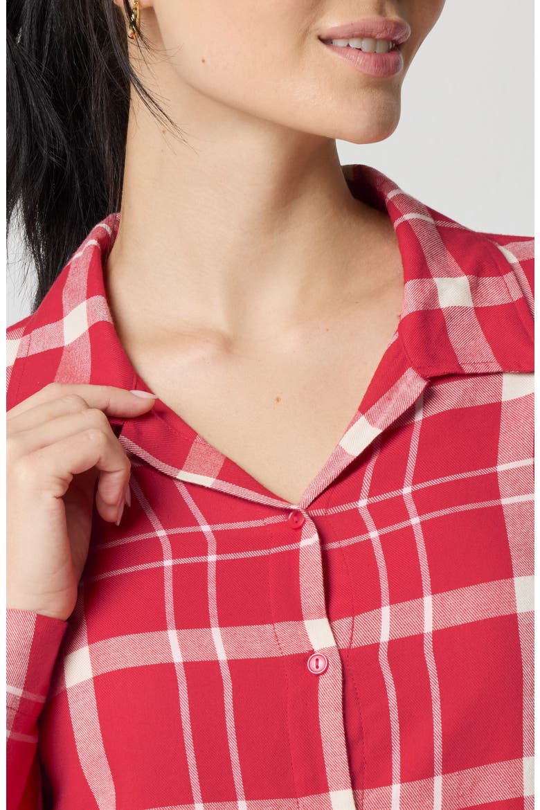 Cozy Flannel Sleep Shirt, Alternate, color, SCARLET BALLERINA PLAID