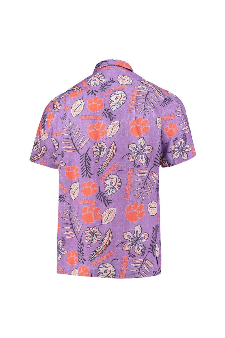 Men's Wes & Willy Purple Clemson Tigers Vintage Floral Button-Up Shirt, Alternate, color, Purple
