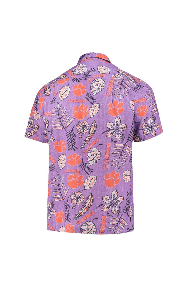 Wes & Willy Men's Wes & Willy Purple Clemson Tigers Vintage Floral Button-Up Shirt, Alternate, color, 