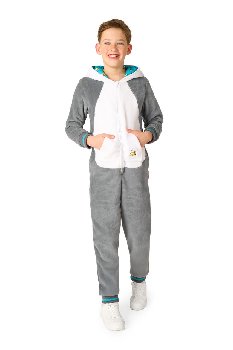 Kids' Lemur One Piece Hooded Jumpsuit, Alternate, color, GREY