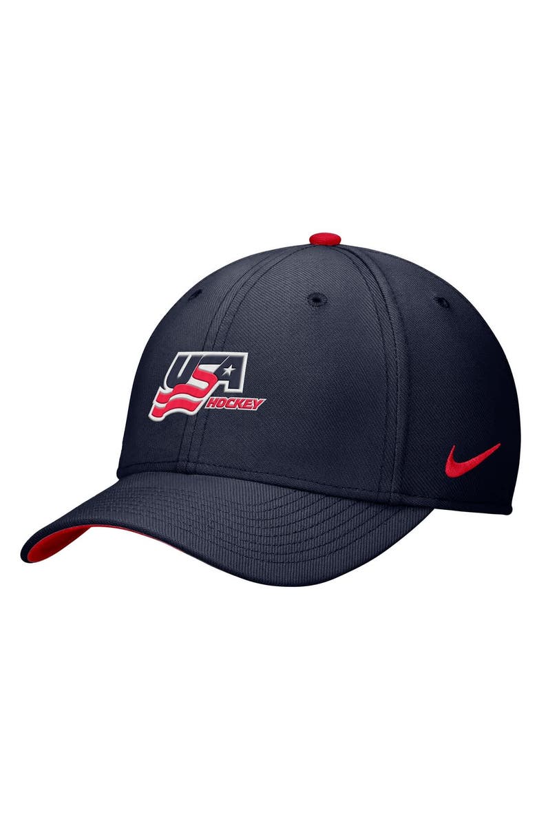 Nike Youth Nike Navy US Hockey Rise Swoosh Dri-FIT Flex Hat, Main, color, Navy