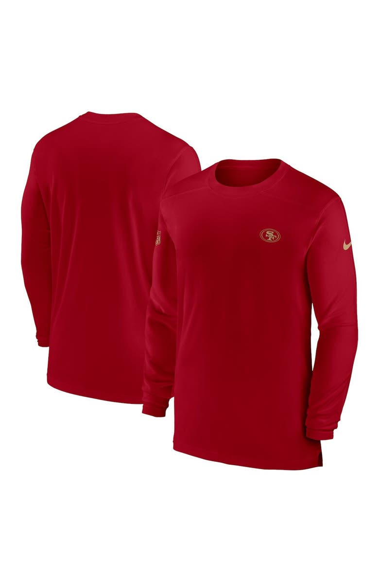 Nike Men's Nike Scarlet San Francisco 49ers Sideline Coach Performance Long Sleeve T-Shirt, Alternate, color,
