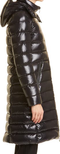 【正規品】MONCLER MOKA ブラック ロングダウンジャケット Moncler - Moka Shiny Black Long Fitted Parka | Mitchell Stores