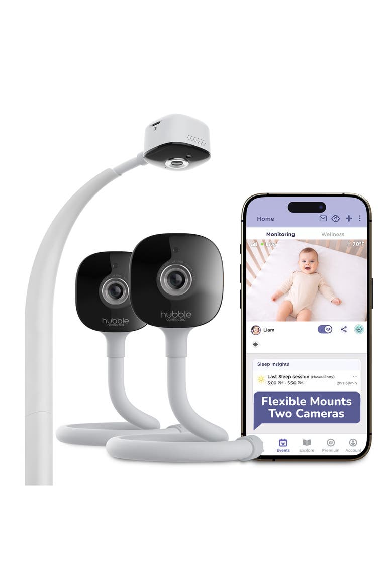 GoBaby AI Portable Twin Baby Monitor, Main, color, WHITE