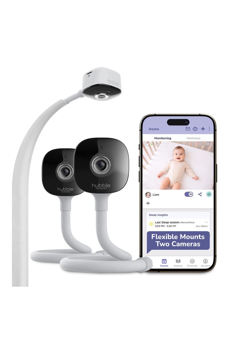 Hubble Connected GoBaby AI Portable Twin Baby Monitor, Main, color, 