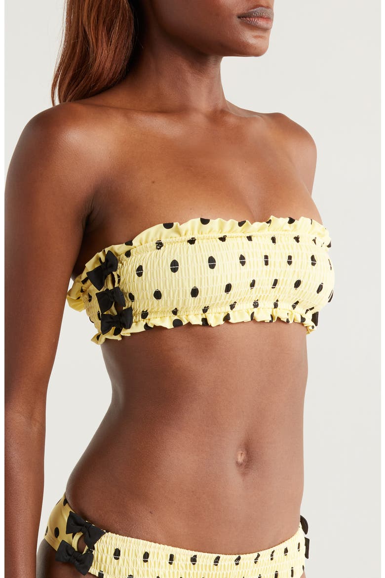 Jessie Shirred Bow Bikini Top, Alternate, color, YELLOW