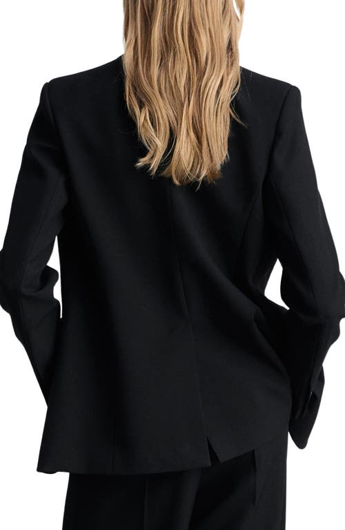 Mango Straight Fit Blazer With Flap Pockets In Black
